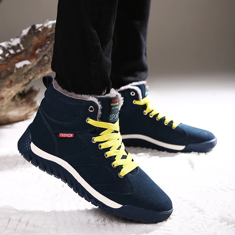 Groovywish Men Warm Orthopedic Shoes Round Toe Ankle Snow Boots