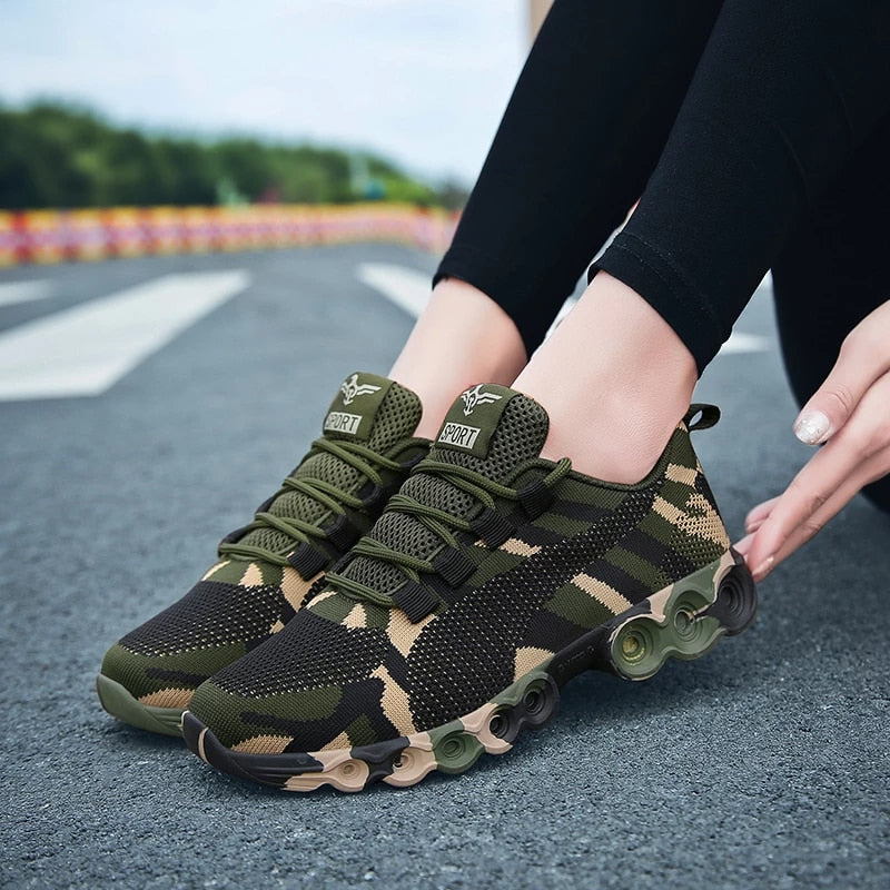 Groovywish Women Orthopedic Shoes Mesh Camouflage Outdoor Sneakers