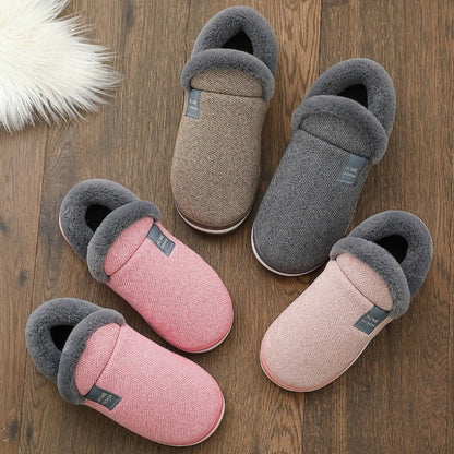 Groovywish Men Fur Slippers Cute Heel Wrap Winter Home Shoes