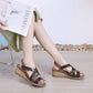 GRW Platform Sandals For Women Hook&loop Cross Strap Wedge Versatile Casual Vacation
