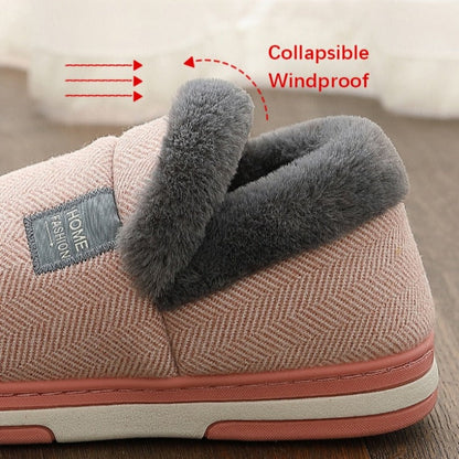 Groovywish Men Fur Slippers Cute Heel Wrap Winter Home Shoes