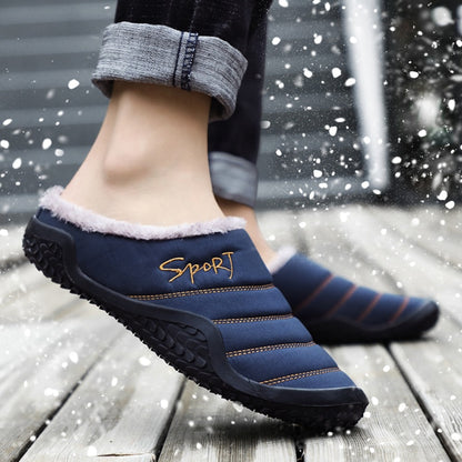 Groovywish Fur Slippers For Men Warm Anti-slip Winter Shoes