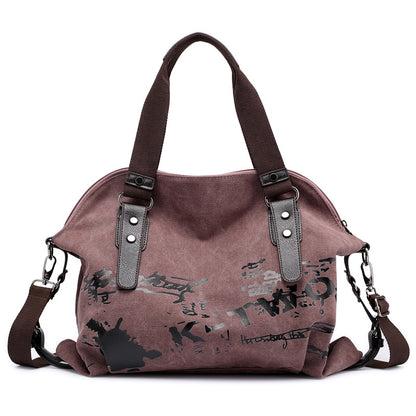 GroovyWish Tote Bag Canvas Vinatge Graffiti Print Large Shoulder Bag Fashion Crossbody Bag For Women