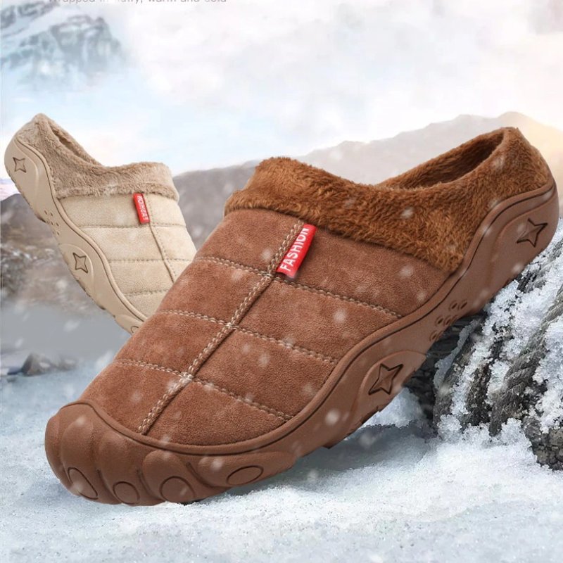 Groovywish Fleece Warm Slippers For Men Basic Winter Shoes