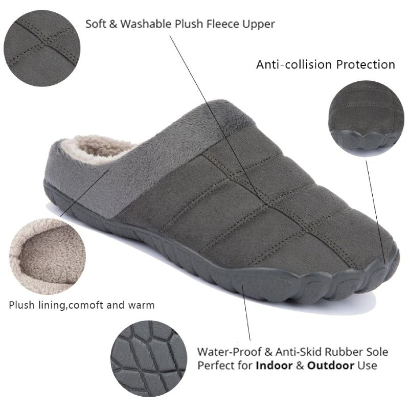 Groovywish Winter Fur Slippers For Men Suede Interior Shoes