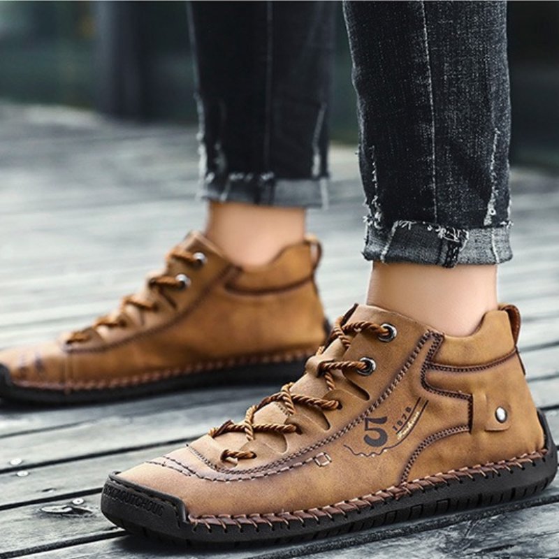 Groovywish Men Leather Winter Boots Premium Leisure Orthopedic Shoes