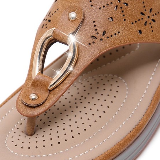 GRW Best Women Orthopedic Sandals Breathable Metal Decoration Flip-flops Modern Ladies