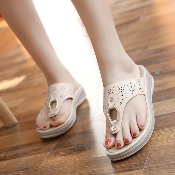 GRW Best Women Orthopedic Sandals Breathable Metal Decoration Flip-flops Modern Ladies