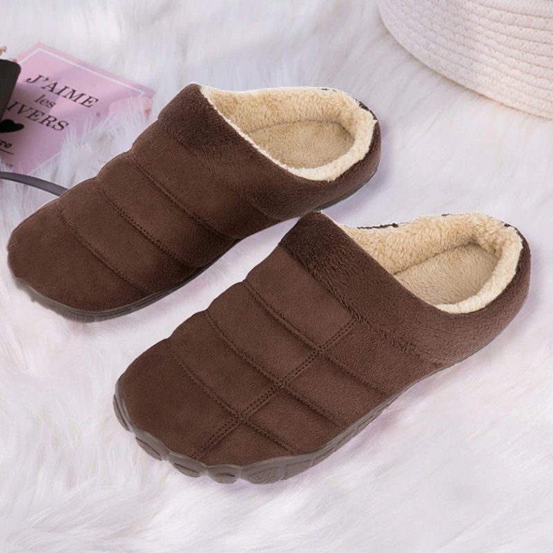 Groovywish Winter Fur Slippers For Men Suede Interior Shoes