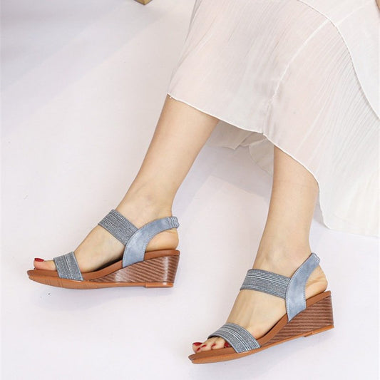 GRW Casual Summer Sandals Women Sweat-absorbent Open Back High Heel Fashionable For Ladies