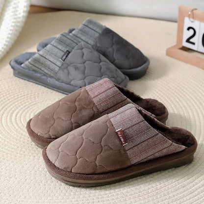 Groovywish Men Velvet Winter Slippers Nonskid Indoor Shoes