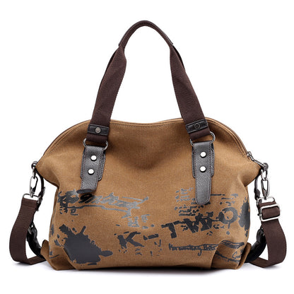 GroovyWish Tote Bag Canvas Vinatge Graffiti Print Large Shoulder Bag Fashion Crossbody Bag For Women