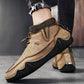Groovywish Men Ankle Boots Plush Leather Walking Orthopedic Shoes