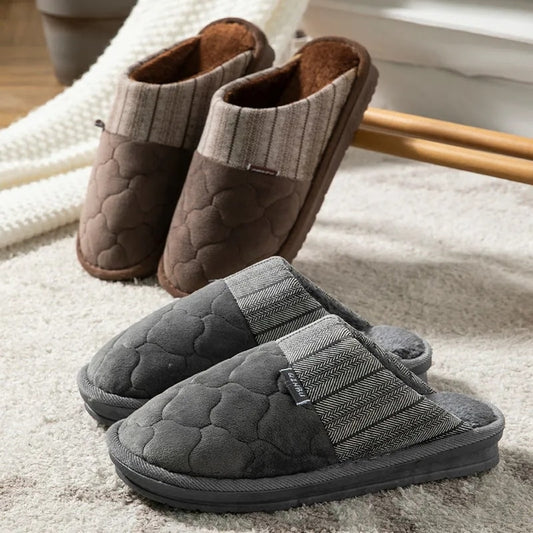 Groovywish Men Velvet Winter Slippers Nonskid Indoor Shoes