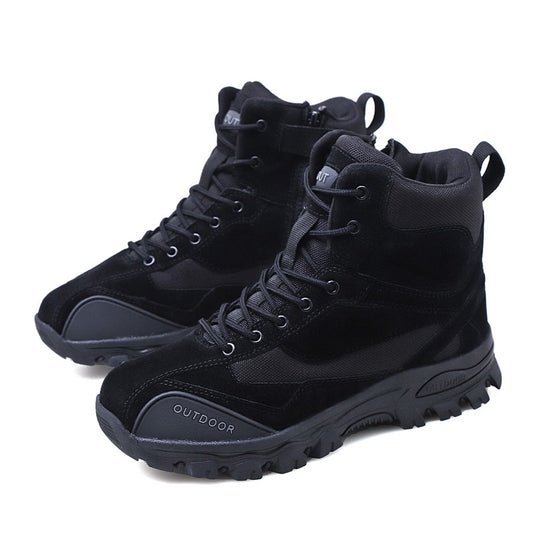 Groovywish Men Army Winter Boots Leather Trekking Orthopedic Shoes