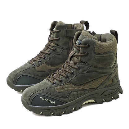 Groovywish Men Army Winter Boots Leather Trekking Orthopedic Shoes