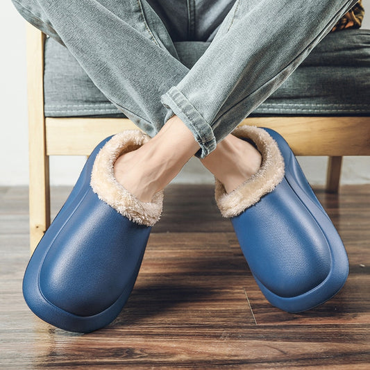 Groovywish Waterproof Men Slippers Anti-slip Plush Home Footwear