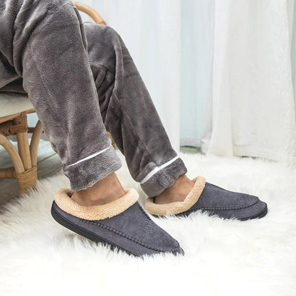 Groovywish Men Suede Indoor Slippers Comfy Sole Warm Shoes