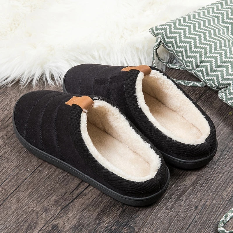 Groovywish Warm Fur Slippers For Men Comfy Sole Interior Shoes