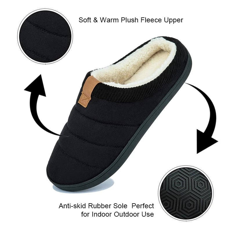 Groovywish Warm Fur Slippers For Men Comfy Sole Interior Shoes