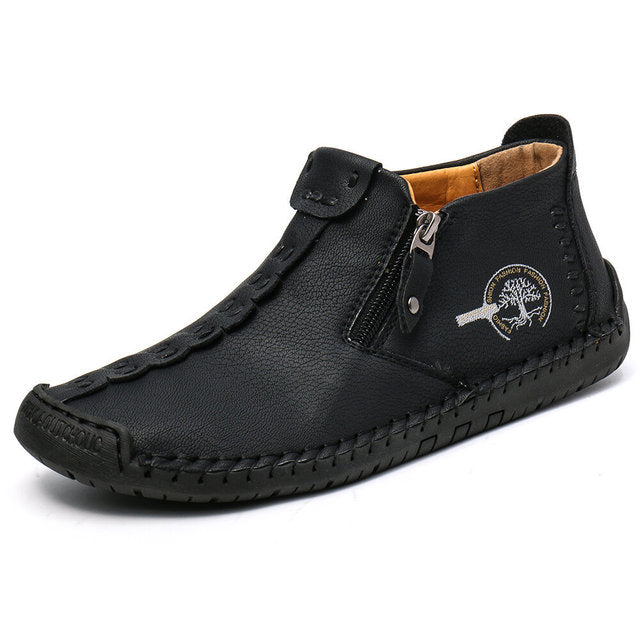 Groovywish Slip-on Leather Orthopedic Shoes Warm Fur Ankle Boots