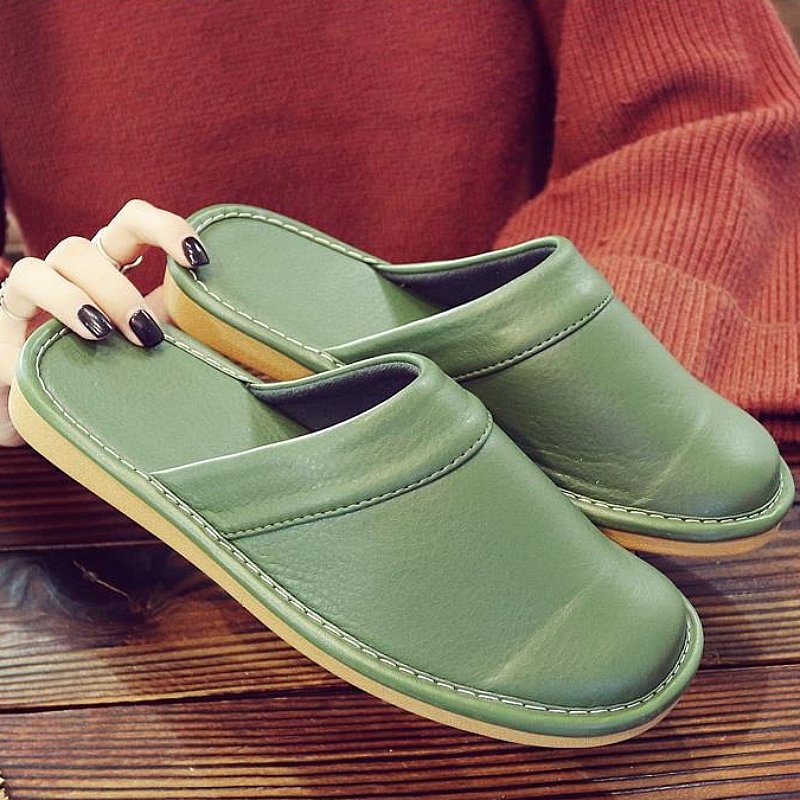 Groovywish Leather Flat Men Slippers Light Odorless Leisure Shoes