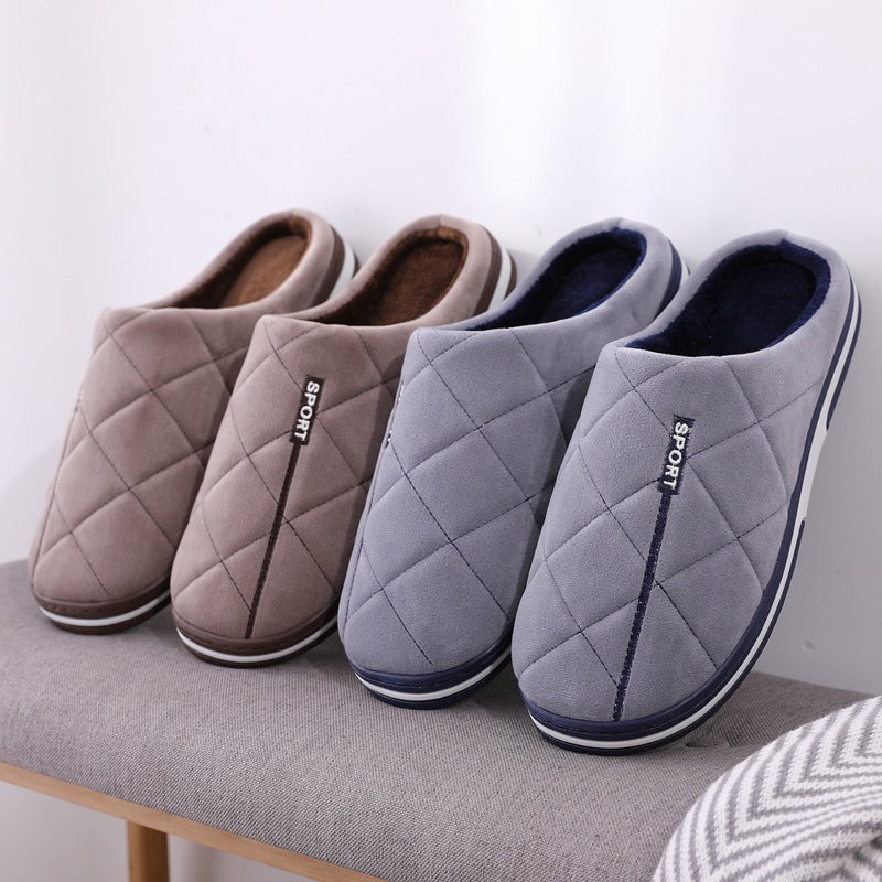 Groovywish Short Plush Men Winter Slippers Big Size Family Shoes