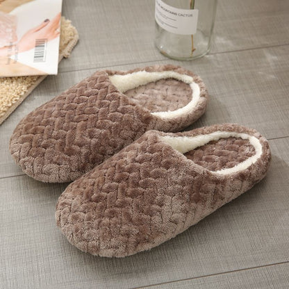 Groovywish Men Anti-slip Warm Soft Winter Home Slippers