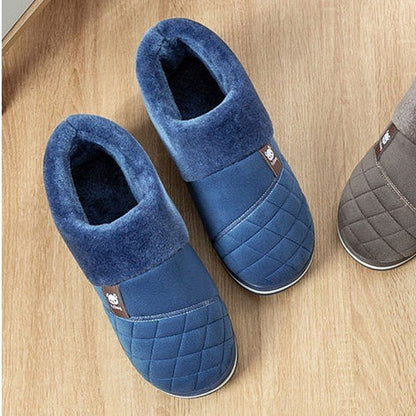 Groovywish Men Home Winter Slippers Anti-scratch Thick Fur Shoes