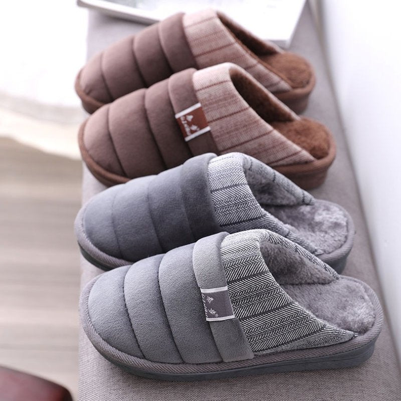 Groovywish Winter Men Home Slippers Round Toe Smooth Fur