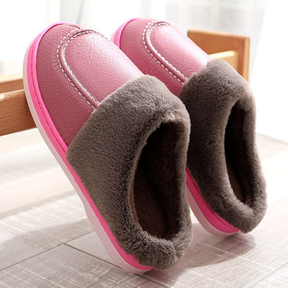 Groovywish Men PU Winter Slippers Fur Indoor Shoes