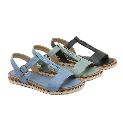 GroovyWish Women Retro Flat Sandals Supportive T-strap Buckle Summer Fashion 2023