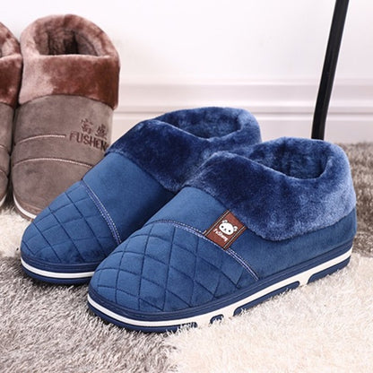 Groovywish Men Home Winter Slippers Anti-scratch Thick Fur Shoes