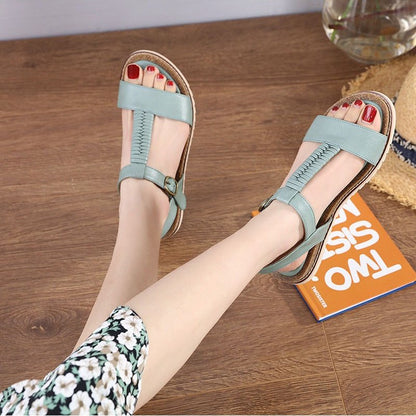 GroovyWish Women Retro Flat Sandals Supportive T-strap Buckle Summer Fashion 2023