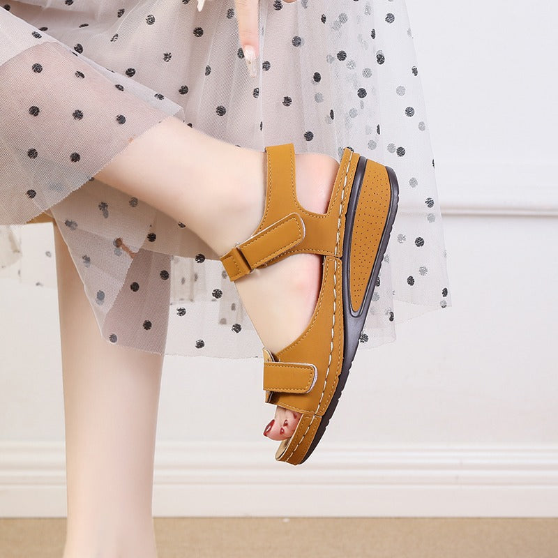 Groovywish Summer Sewing Retro Buckle Strap Soft Platform Sandals