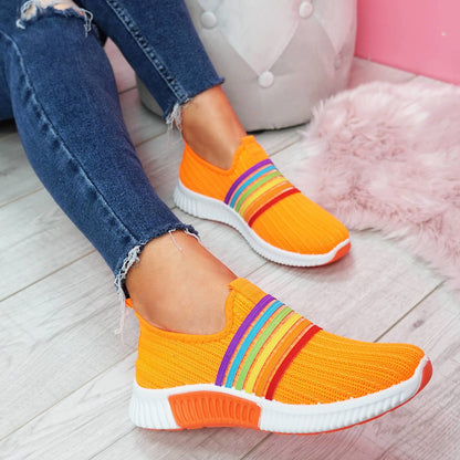 Groovywish Comfortable Walking Orthopedic Shoes For Women Knitted Colorful Slip-ons