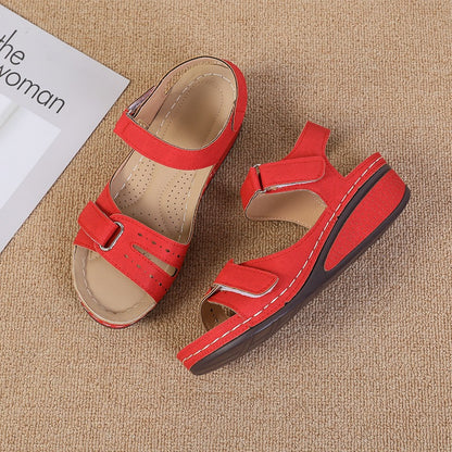 Groovywish Summer Sewing Retro Buckle Strap Soft Platform Sandals