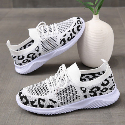 Groovywish Orthopedic Shoes For Women Leopard Mesh Trendy Summer Sneakers