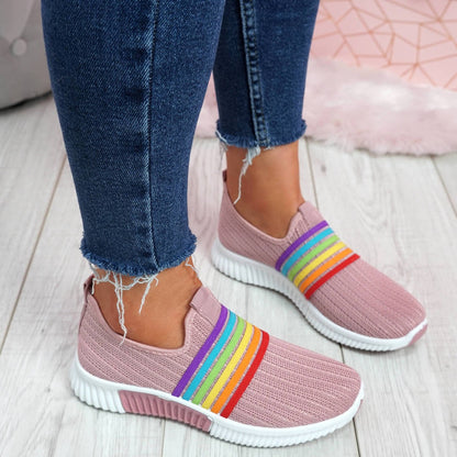 Groovywish Comfortable Walking Orthopedic Shoes For Women Knitted Colorful Slip-ons