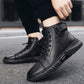 Groovywish Men Ankle Boots Velcro Leather Walking Orthopedic Shoes