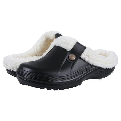 Groovywish Plush Winter Slippers Women Heel Support Waterproof Slides