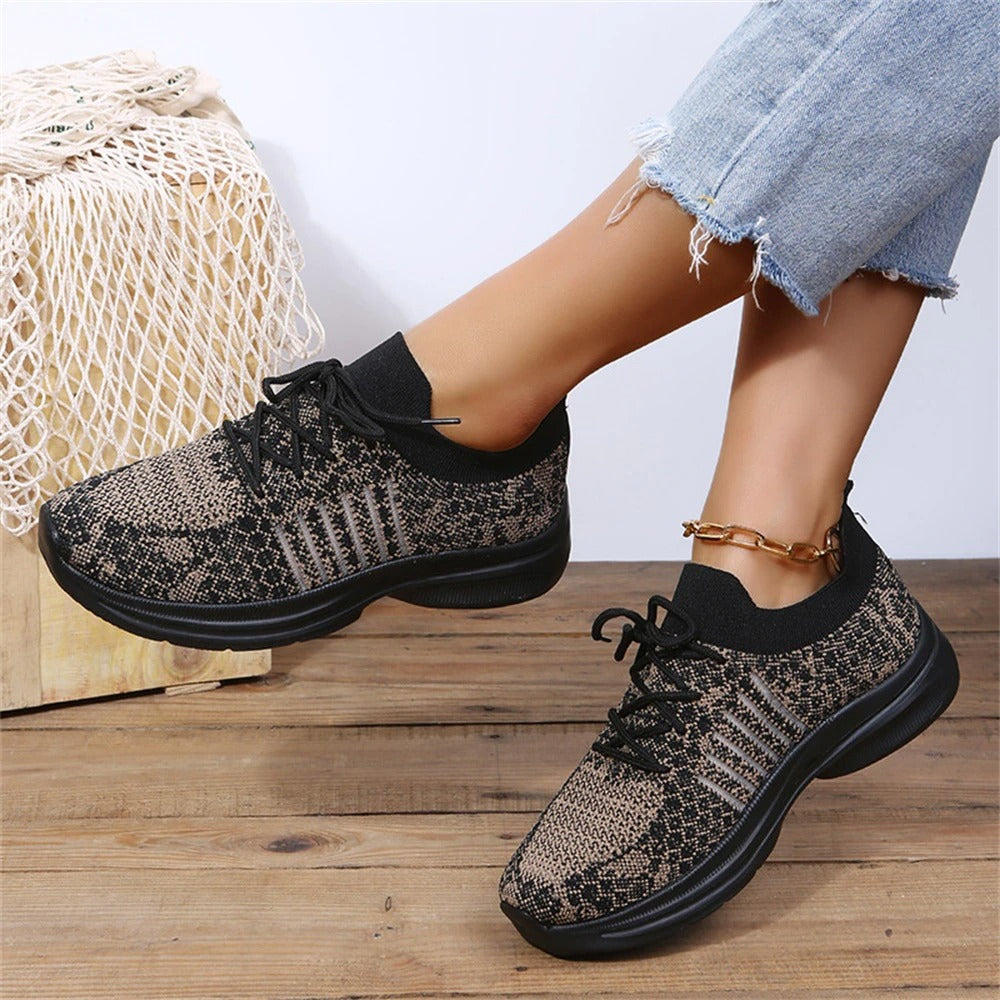 Groovywish Women Running Orthopedic Shoes Mesh Elastic Collar Thick Platform Sneakers