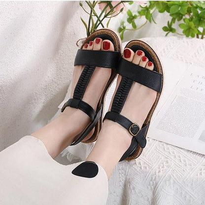 GroovyWish Women Retro Flat Sandals Supportive T-strap Buckle Summer Fashion 2023