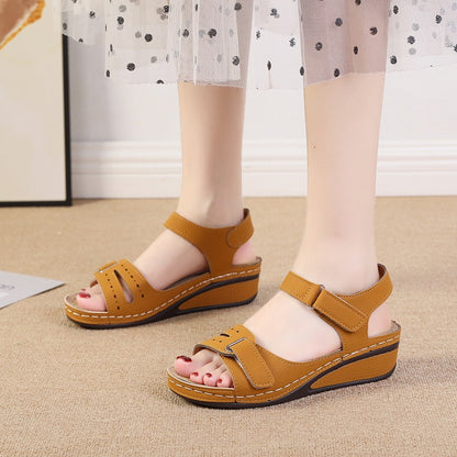 Groovywish Summer Sewing Retro Buckle Strap Soft Platform Sandals