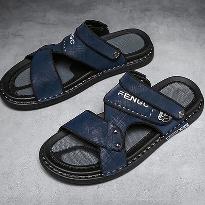 Groovywish Men Velcro Rubber Sandals Fashionable Casual Summer Footwear