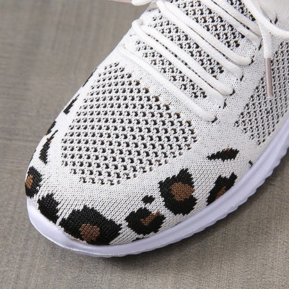 Groovywish Orthopedic Shoes For Women Leopard Mesh Trendy Summer Sneakers