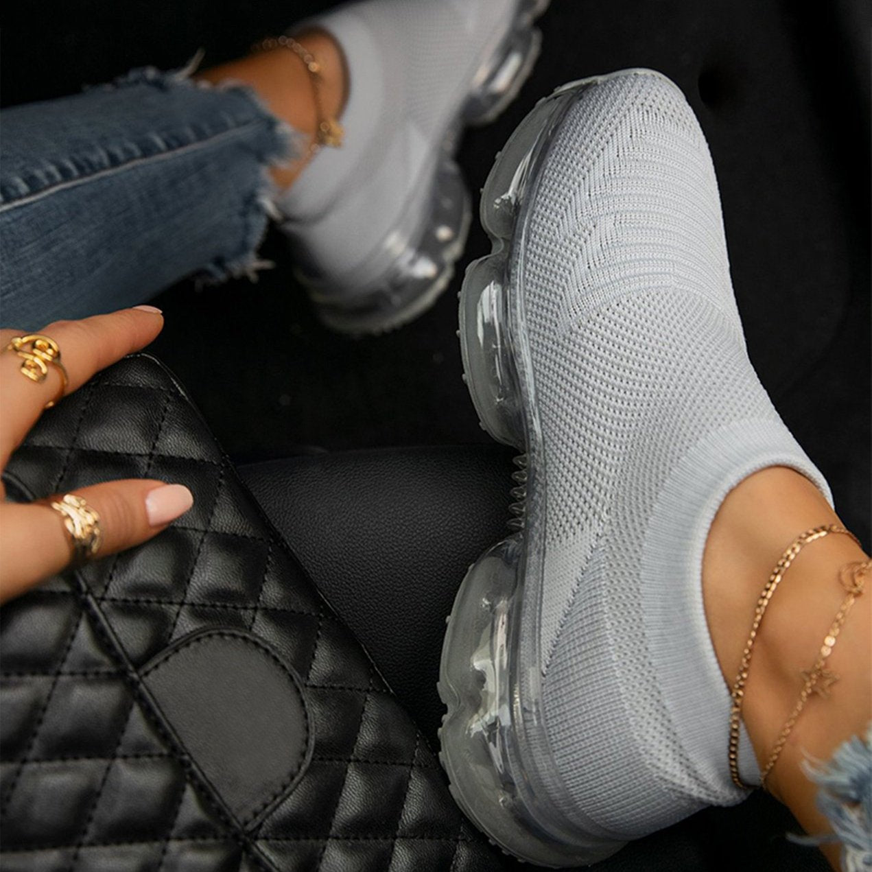 GroovyWish Orthopedic Shoes Women Versatile Slip-on Walking Sneakers Elastic Mesh Leisure