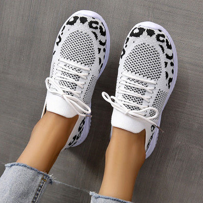 Groovywish Orthopedic Shoes For Women Leopard Mesh Trendy Summer Sneakers