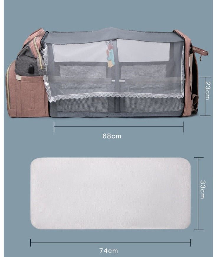 GroovyWish Diaper Bag Portable Folding Crib Bed Mosquito Net For Mommy