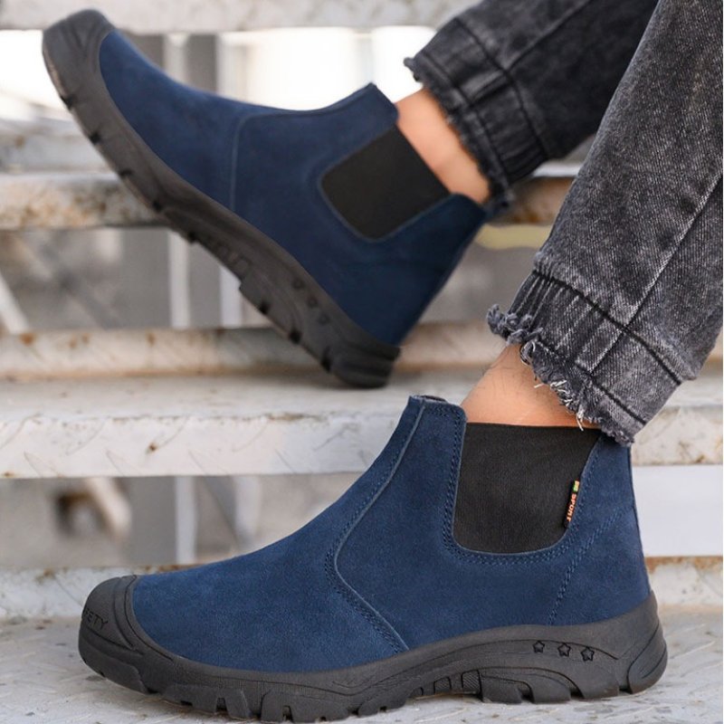 Groovywish Anti-smashing Men Work Ankle Boots Suede Steel Toe Orthopedic Shoes